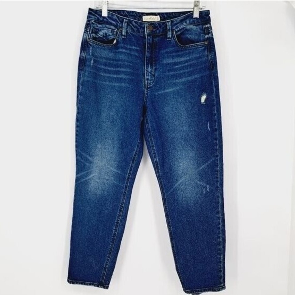 Unpublished Debbie Mom Fit Dark Wash Distressed The‎ Step Mom Jeans 30